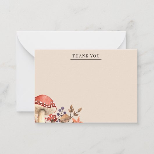 Herfstbladeren en Paddenstoelen Dank Je Notitiekaartje (Voorkant)