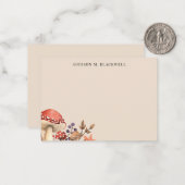 Herfstbladeren en Paddenstoelen Gepersonaliseerd Notitiekaartje (Voorkant / Achterkant in situ)