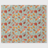 Herfstbladeren en paddenstoelen Naadloos inpakpapi Cadeaupapier (Vlak)