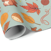 Herfstbladeren en paddenstoelen Naadloos inpakpapi Cadeaupapier (Rol Hoek)