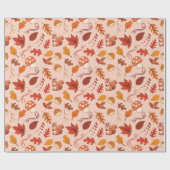 Herfstbladeren en paddenstoelen Naadloos inpakpapi Cadeaupapier (Vlak)