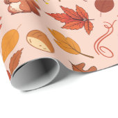 Herfstbladeren en paddenstoelen Naadloos inpakpapi Cadeaupapier (Rol Hoek)