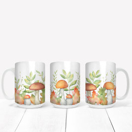Herfstbladeren en paddenstoelillustratie koffiemok