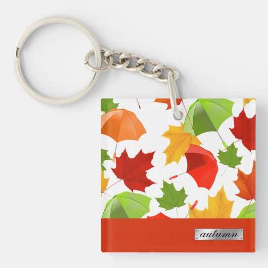 Herfstbladeren en paraplu's sleutelhanger (Voorkant)
