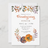 Herfstbladeren en pompoen Friendsgiving uitnodigin Kaart (Voorkant)