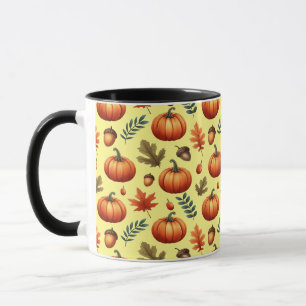 Herfstbladeren en pompoen naadloos patroon mok