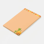 Herfstbladeren en pompoen op oranje post-it® notes (Schuin)