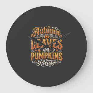 Herfstbladeren en pompoenen alsjeblieft Halloween- Grote Klok