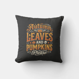 Herfstbladeren en pompoenen alsjeblieft Halloween- Kussen