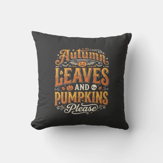 Herfstbladeren en pompoenen alsjeblieft Halloween- Kussen (Voorkant)