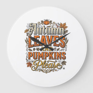 Herfstbladeren En Pompoenen Alsjeblieft Vintage Grote Klok