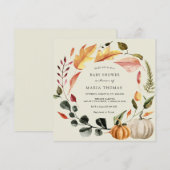 Herfstbladeren en pompoenen Baby shower Kaart (Voorkant / Achterkant)