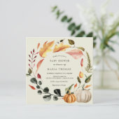 Herfstbladeren en pompoenen Baby shower Kaart (Staand voorkant)