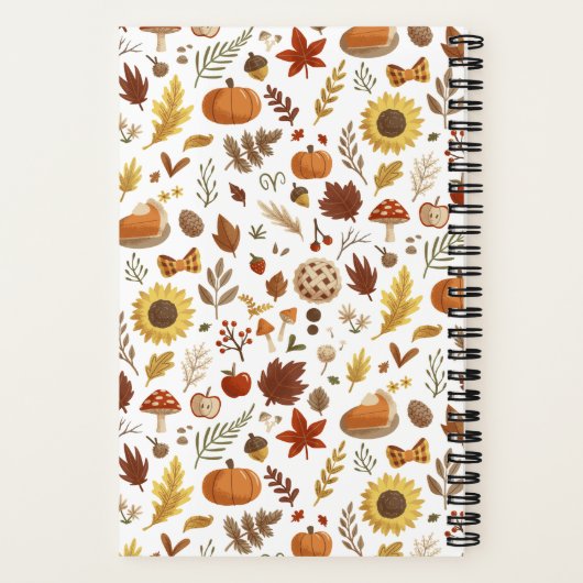 Herfstbladeren en pompoenen in witte Thanksgiving Notitieboek (Achterkant)