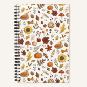 Herfstbladeren en pompoenen in witte Thanksgiving Notitieboek (Voorkant)