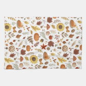 Herfstbladeren en pompoenen in witte Thanksgiving Theedoek (Horizontaal)