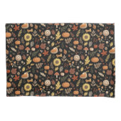 Herfstbladeren en pompoenen in zwarte Thanksgiving Kussensloop (Voorkant)