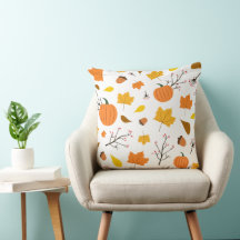 Herfstbladeren en pompoenen met pastelgele achterk