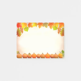 Herfstbladeren en pompoenen op scroll post-it® notes