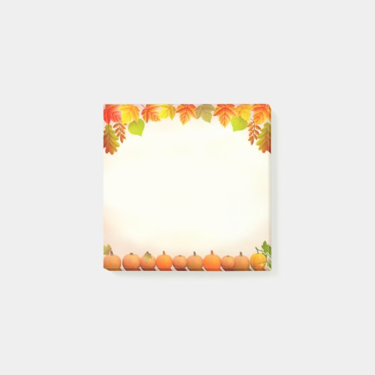 Herfstbladeren en pompoenen op scroll post-it® notes (Voorkant)