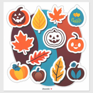 Herfstbladeren en Pompoenen Sticker Set
