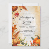 Herfstbladeren en pompoenen Thanksgiving Diner Kaart (Voorkant)