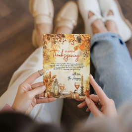 Herfstbladeren en pompoenen Thanksgiving Feestdagenkaart