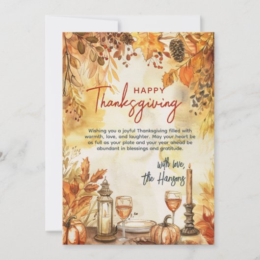 Herfstbladeren en pompoenen Thanksgiving Feestdagenkaart (Voorkant)