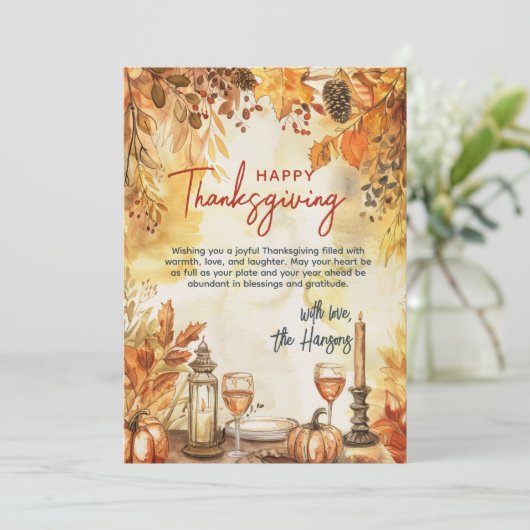 Herfstbladeren en pompoenen Thanksgiving Feestdagenkaart (Staand voorkant)