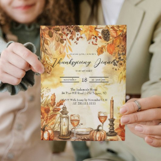 Herfstbladeren en pompoenen Thanksgiving Kaart