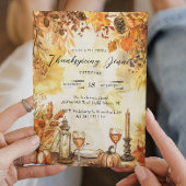 Herfstbladeren en pompoenen Thanksgiving Kaart