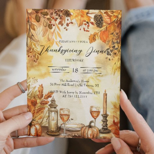 Herfstbladeren en pompoenen Thanksgiving Kaart