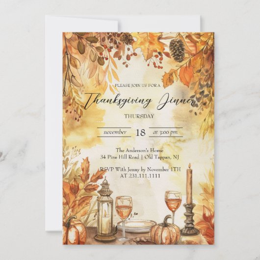 Herfstbladeren en pompoenen Thanksgiving Kaart (Voorkant)