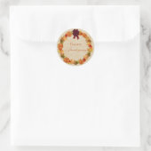 Herfstbladeren en pompoenkrans Thanksgiving Ronde Sticker (Tas)
