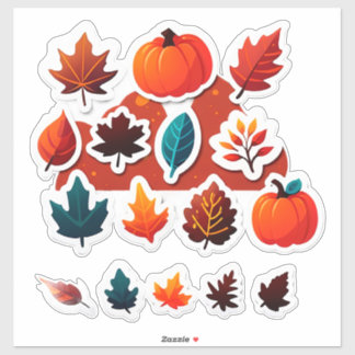 Herfstbladeren en pompoenontwerp voor ambachten in sticker