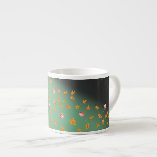 Herfstbladeren en rozen espresso kop (Voorkant rechts)