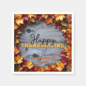 Herfstbladeren en rustieke houtnerf Thanksgiving Servet (Voorkant)