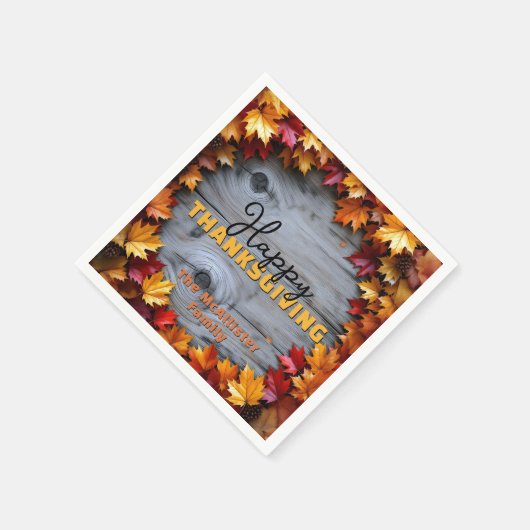 Herfstbladeren en rustieke houtnerf Thanksgiving Servet (Hoek)