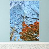 Herfstbladeren en skyline canvas afdruk (Insitu (Houten vloer))