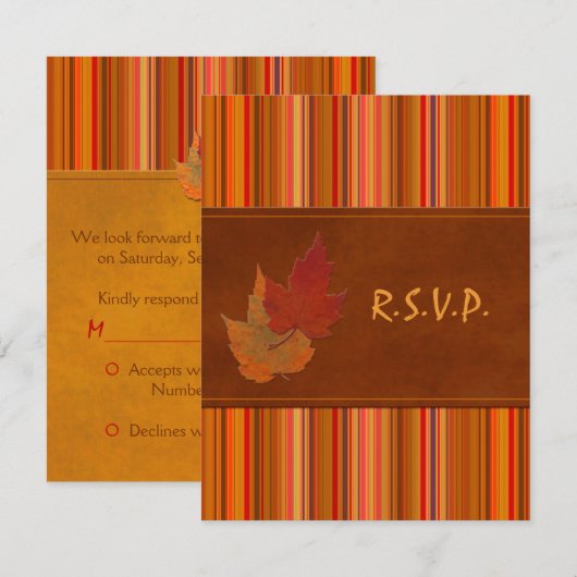 Herfstbladeren en Strepen antwoordkaart Kaart (Voorkant / Achterkant)