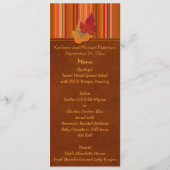 Herfstbladeren en strepen Bruiloft Menu Kaart (Achterkant)