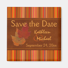 Herfstbladeren en strepen sparen de datummagneet magneet