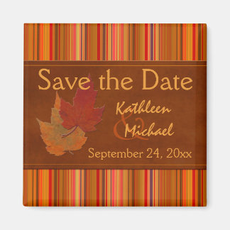 Herfstbladeren en strepen sparen de datummagneet magneet