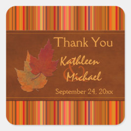 Herfstbladeren en strepen Trouwgunst Sticker