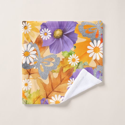 Herfstbladeren en vlinders bad handdoek (Wasdoekje)