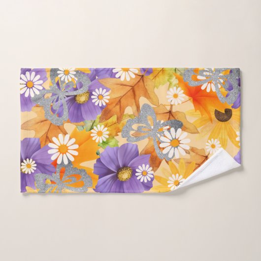 Herfstbladeren en vlinders bad handdoek (Handdoek)