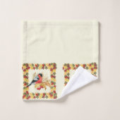Herfstbladeren en vogel bad handdoek (Wasdoekje)