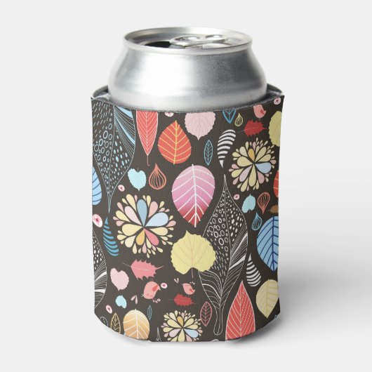 Herfstbladeren en vogels. blikjeskoeler (Blikje Voorkant)