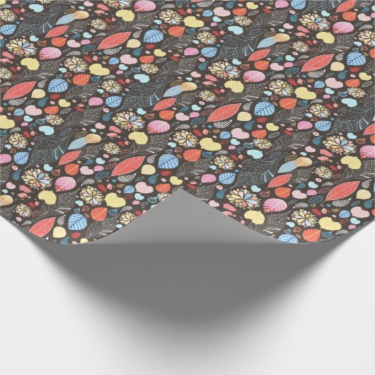 Herfstbladeren en vogels. cadeaupapier (Hoek)