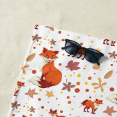 Herfstbladeren en Vos Patroon Aangepaste Naam Strandlaken (In situ)